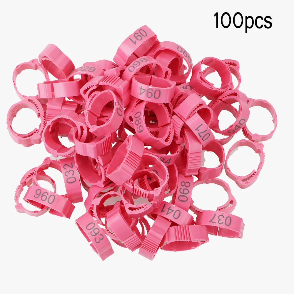 100Pcs/set Color Randomly Buckle Ring Foot Ring Leg Digital Label For Chicken Duck Pigeon Adjustable