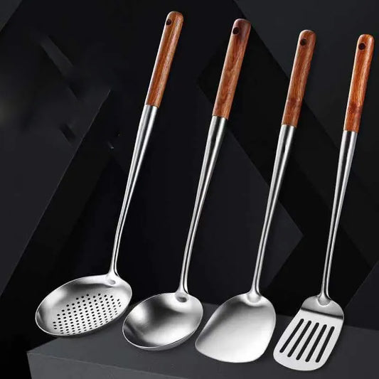 304Stainless Steel Kitchen Utensils Wok Spatula Iron Ladle Tool Set Spatula Cooking Equpment Kitchen Accessories Essentials