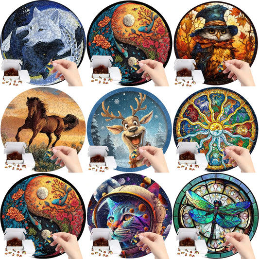 Enigmatic Wolf Cartoon Wooden Jigsaw Puzzle Party Games Toys For Adults Wood Puzzles Board Game Animal Puzzles Toy For Kids