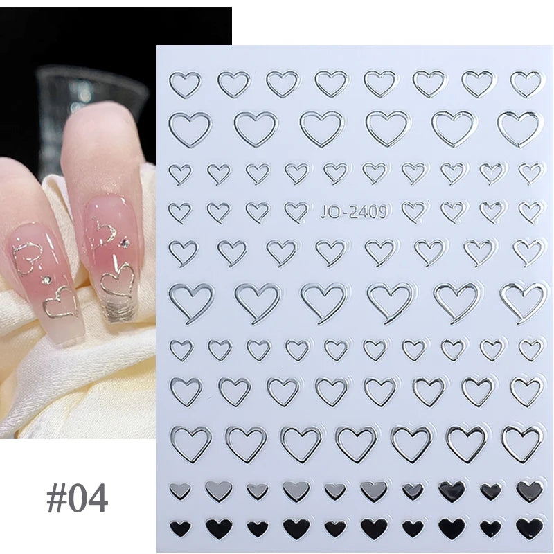 Sliver Stars Nails Stickers 3D Laser Stylish Adhesive Nail Sticker Manicure Decoration Nail Stickers for Nails Nail charms