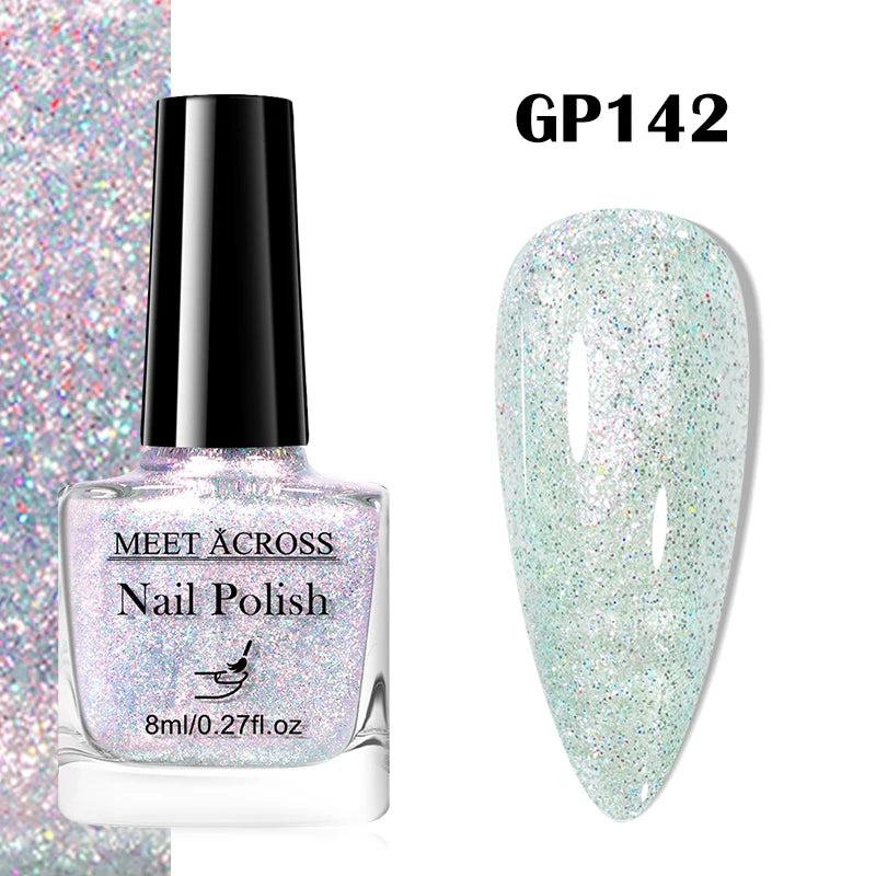 MEET ACROSS 8ml Pink White Nude Water-Based Peel Off Nail Polish Glass Bottle Nail Art Polish DIY Design No Need Lamp