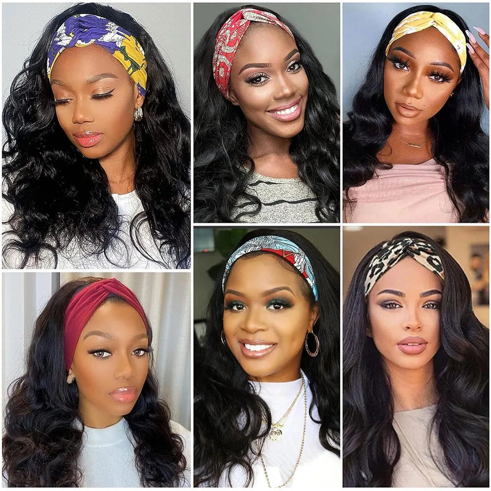 Body Wave Headband Human Hair Wig Machine Made Human Hair Wig Ready To Wear Headband Body Wave Remy Human Hair Wigs for Women