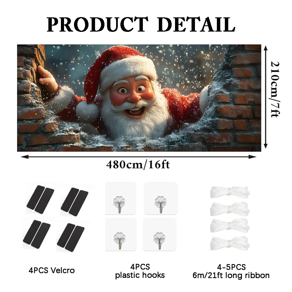 Christmas Santa Claus Garage Door Decoration Banner Large Outdoor Garage Backdrop Winter Christmas Decor Photography Background