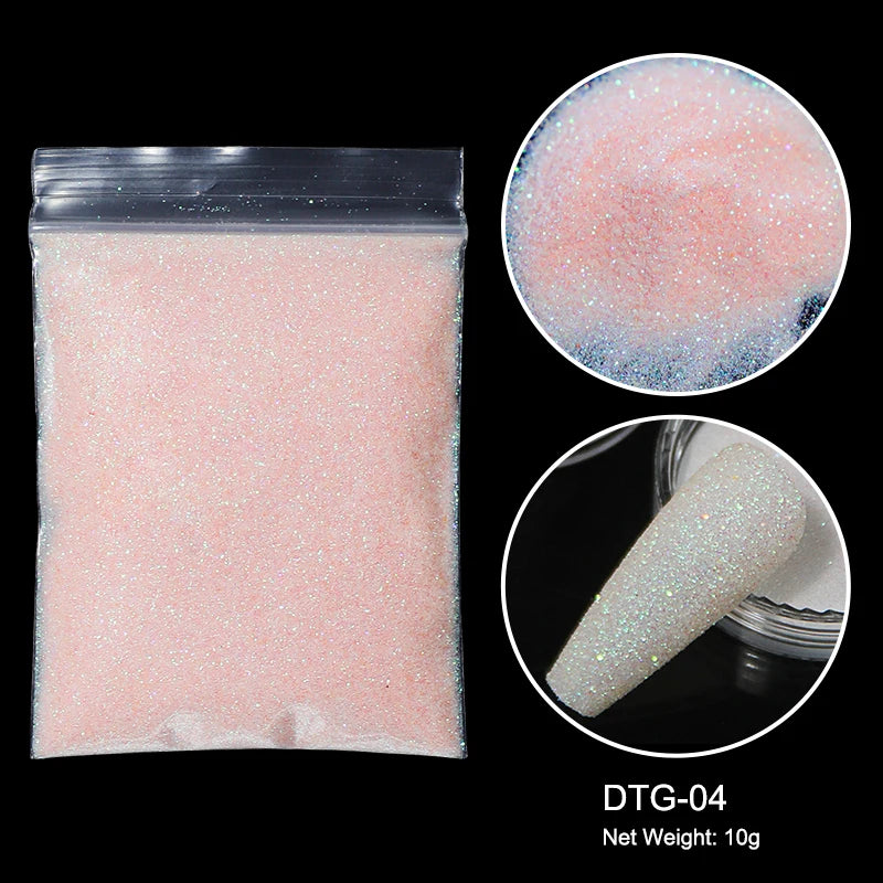 10g/bag Shining Sugar Nail Glitter Colorful Powder Candy Coat Effect White Black Pigment Dust Nails Art Decorations DIY Supplies