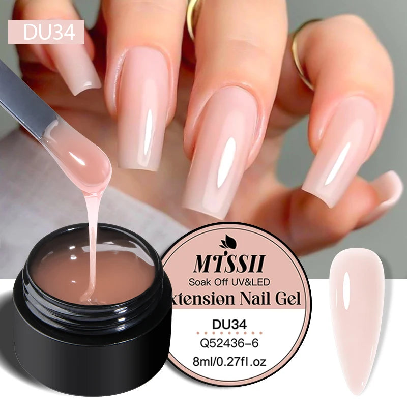 Mtssii 8ml Clear Non Stick Hand Solid Extension Nail Gel Polish 3D Carving Flower Nail Art Building UV Gel Acrylic Varnish