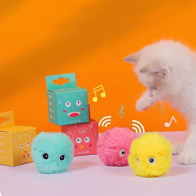 Smart Cat Toys Interactive Sound Ball Plush Electric Catnip Training Toy Kitten Touch Sounding Pet Squeak Toy Ball Cat Supplies