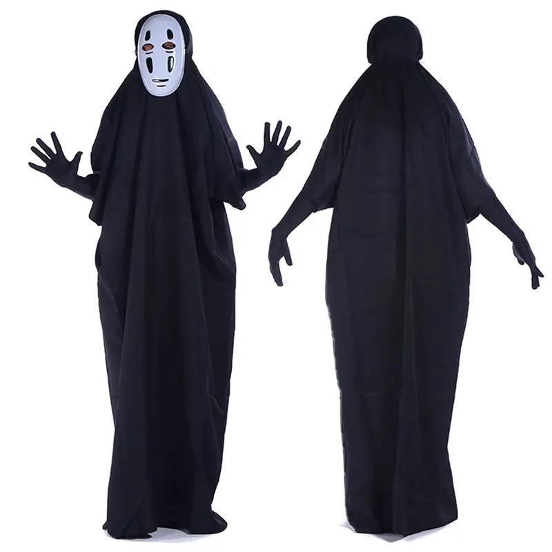 No Face Man Cosplay Costumes Halloween Outfits Full Set Costume Suit with Mask+Clothes+Gloves Japanese Anime Cosplay Set