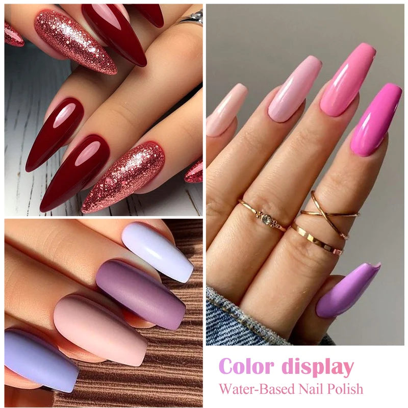 MEET ACROSS 8ml Pink White Nude Water-Based Peel Off Nail Polish Glass Bottle Nail Art Polish DIY Design No Need Lamp