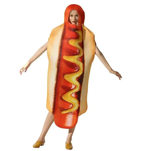 Hot Dog Costumes for Adult Kids Funny 3D Print  Halloween Food Sausage Men Women Boys Unisex One-Piece Costume Carnival Jumpsuit