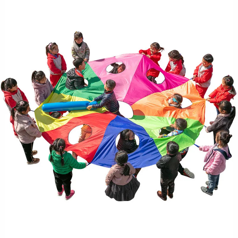 2M 3M Fun Play Rainbow Parachute For Kids Tent Cooperative Games Outdoor Toys For Children Team Building Exercise Activities