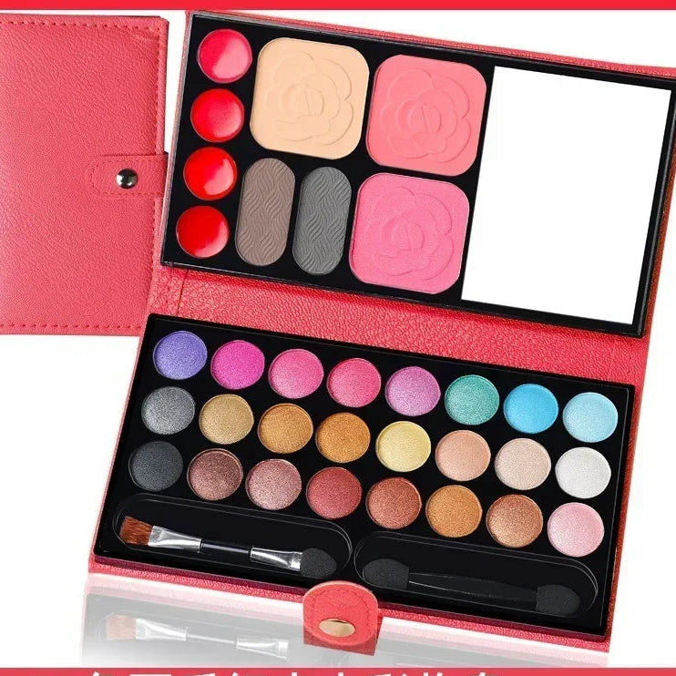 33 Colors Eye Shadow Powder Blush Lipstick Lasting Cosmetics Makeup Set with Mirror For Beginner Kids Travel Portable Palette