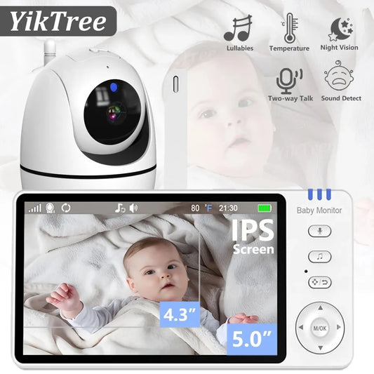 5 Inch Video Baby Monitor With 4X Zoom Babyphone Camera Bebe Nanny Monitors Mother Kid Two Way Audio Night Vision Babysitter