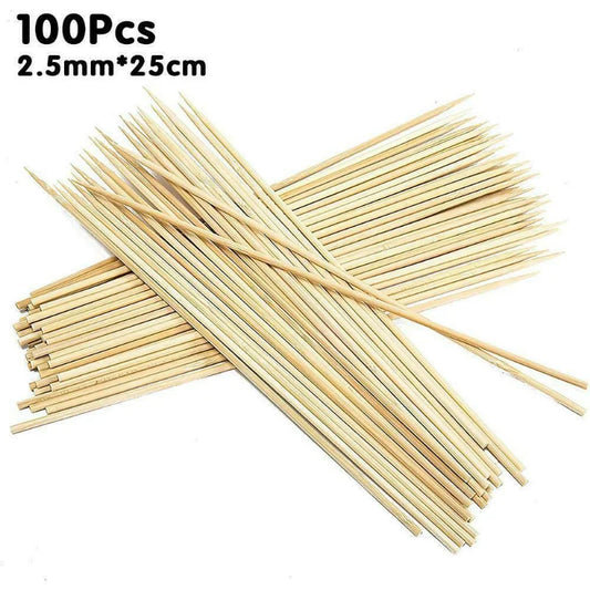 Hot sale new 100pcs Bamboo Wooden BBQ Skewers Food Bamboo Meat Tool Barbecue Party Disposable Long Sticks Catering Grill Camping