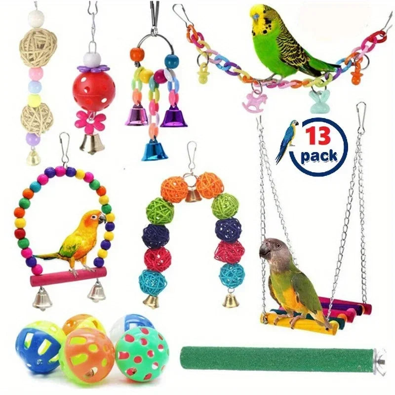 Pet Bird Parrot Swing Bell Parakeet Budgie Cockatiel Cage Hammock Hanging Toys