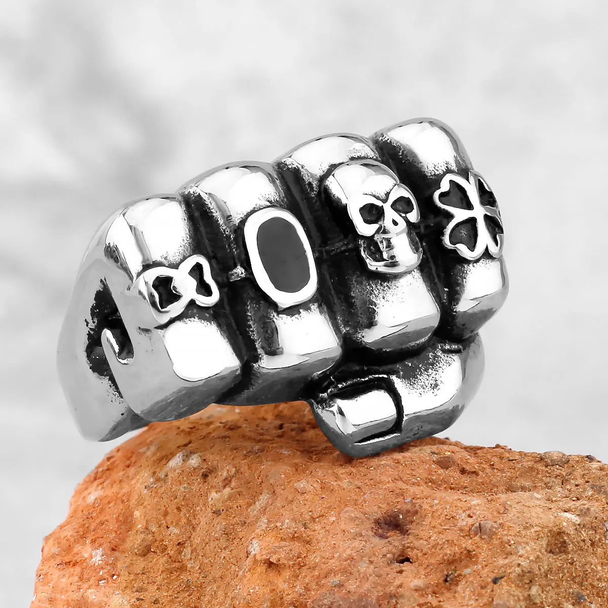 Vintage Fashion Personalized Cross Fist Skull Ring Rock Stainless Steel Men's Motorcycle Skull Ring Accessories Teen Jewelry