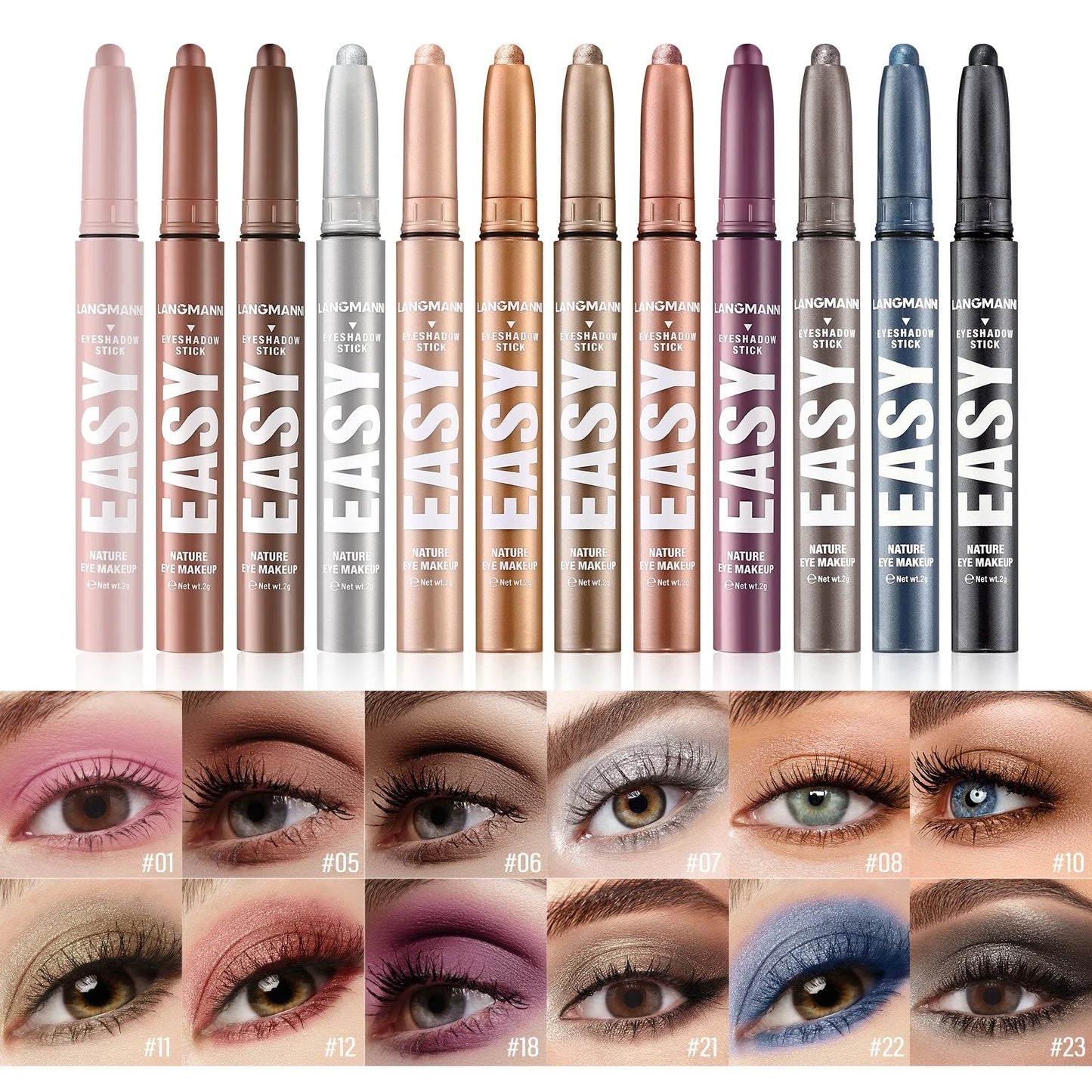 12 Colors Pearly Eyeshadow Stick Waterproof Glitter Matte Nude Eye Shadow Pencil High Pigmented Shimmer Eyeshadow Makeup Tool
