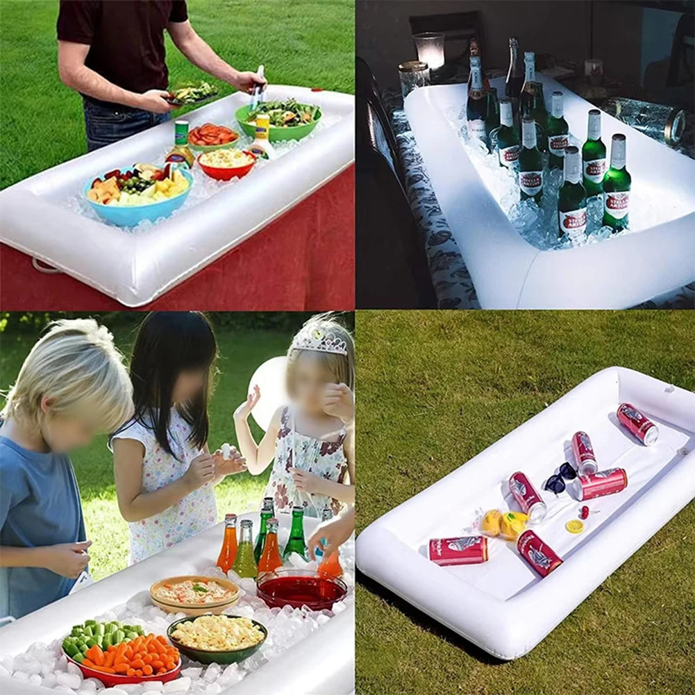 1pc Inflatable Ice Bar 62/125CM Water Inflatable Ice Bar Panel Pool Party Drinking Tray Ice Bucket Ergonomic Design Accessories