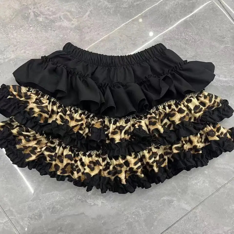 Y2k Dark Gothic Punk Black White Short Skirt Women Hot Chick Y2k Polka Dot Ruffle Cake Skirt Female Cute Chic Lolita Lace Skirts