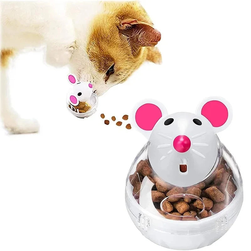 Cat Food Leakage Toys Interactive Food Funnel Plastic Cat Food Dispenser Mouse Ball Shape Tumbler Puzzle Training  Pet Supplies