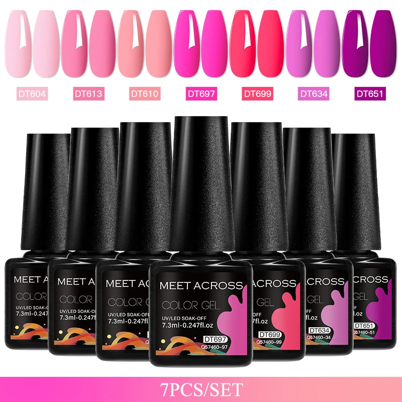 7pcs Gel Nail Polish Set For All Season 7.3ml Semi Permanent UV Gel Varnish Long Lasting Manicure Kit Soak Off Nail Supplies DIY