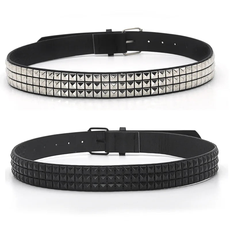 Fashion Rivet Belt Men Women's Studded Belt Punk Rock With Pin Buckle Drop Shipping Black