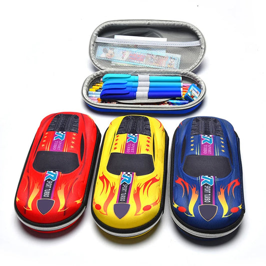 3D Racing Car Pencil Cases Cartoons School Pencil Case For Children Stationery Box EVA PU Plastic Pen Case Boy Cute Pen Bag