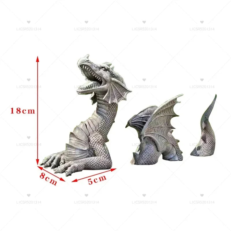 Dragon Sculptures Resin Giant Lawn Sculpture Gothic Fantasy Dragon Figures Art Garden Patio Lawn Statues Furnishings Decoration