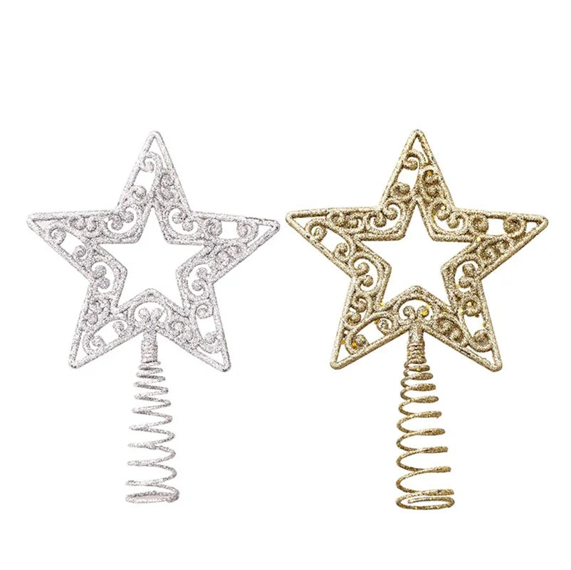 Christmas Tree Toppers Star Xmas Tree Decor Ornaments Gold Silver Star Christmas Decorations For Home Xmas 2023 Navidad New Year
