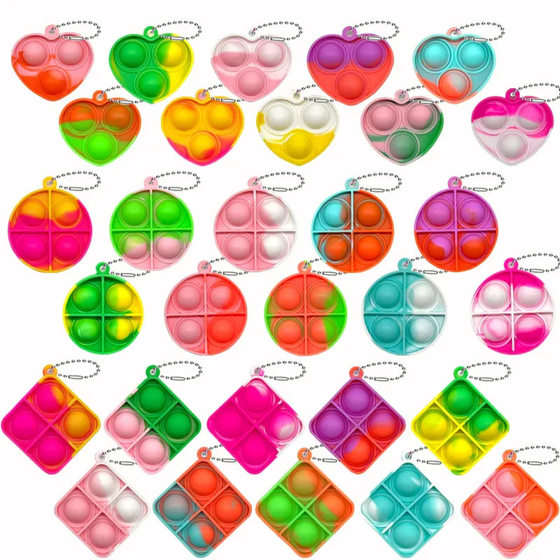 10/30PCS Pop Fidget Toys Mini Pop Keychains Toddler Toys Fidgets Pack Sensory Toys Bulk Packs Reduce Pressure Party Favors Gifts