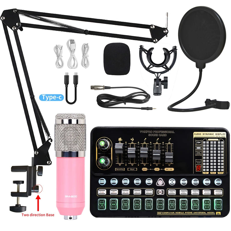 Go BM 800 Condenser Microphone Bundle Professional Studio Microphone Live Sound Card Wireless Adjustable Mic Suspension Scissor