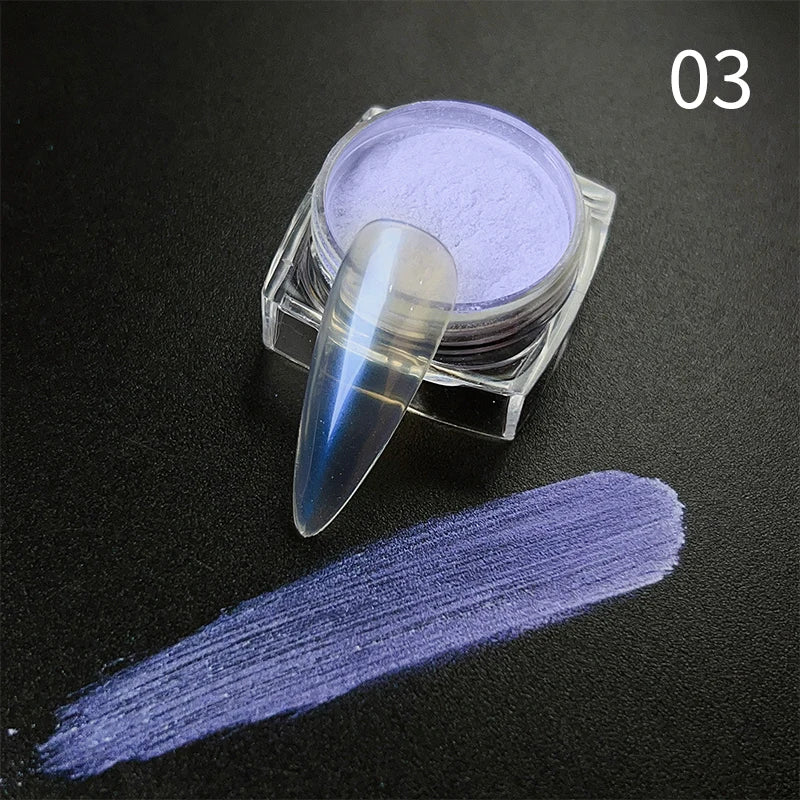 NICOLE DIARY Nail Powder Pigment Pearl White Rubbing on Nail Art Glitter Dust Chrome Aurora Manicure  Decoration DIY