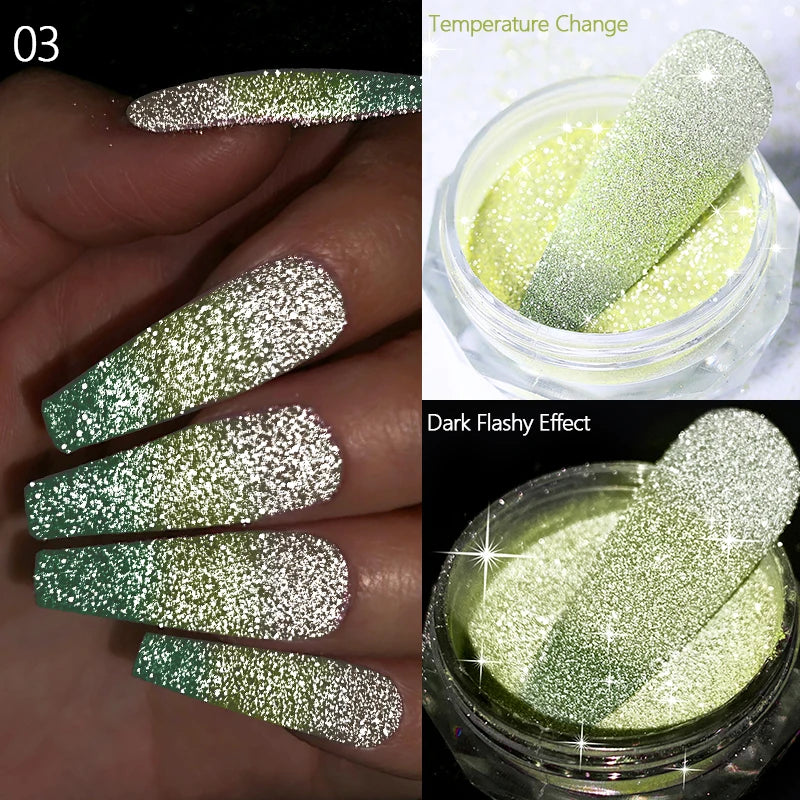 Reflective Magnetic Nail Powder Chameleon Glitter Dust Metallic Nail Art Chrome Shiny Pigment Supplies Nail Manicure Decorations