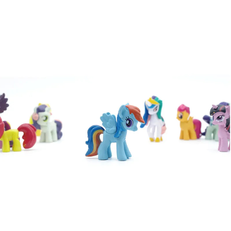 12 Pcs/Set My Little Pony Toys 4-7Cm Cute PVC Rainbow Horse  Action Figures Dolls For Girl Birthday Gift