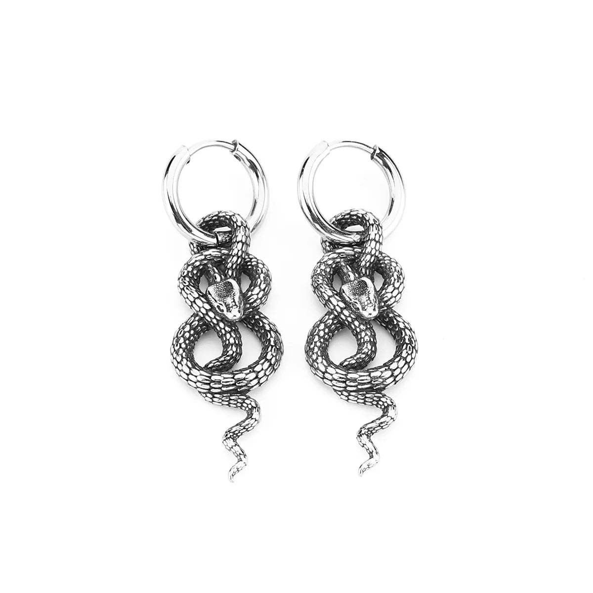 Stainless Steel Vintage Twisted Snake Fashion Pierced Earrings Men Rock Hip Hop Boys Girls Accessories Charms Jewelry Wholesale