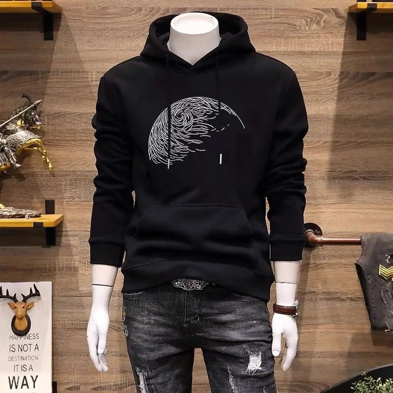 Cotton Man Hoodies Graphic Black Sweatshirts for Men S Harajuku Fashion New in Cheap Tops Sweat Shirt Korean Style Y2k Clothes