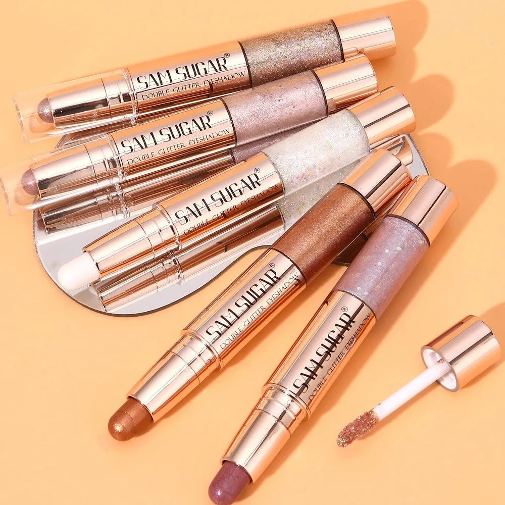 Double Head Liquid Eyeshadow Pearl Eye Shadow Contour Lying Silkworm Pen Sparking Waterproof Long Lasting Party Eye Makeup Tools