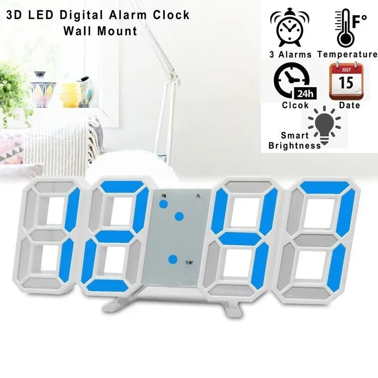 Adjustable Electronic Clock LED Digital Clock Night Light Mode 3D Room Bedroom Wall Decoration Table Clocks Home Decor Garden