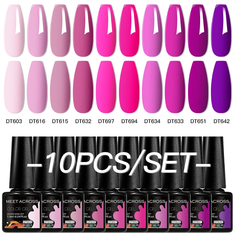 10Pcs Gel Nail Polish Set Macaron Color Semi Permanent UV Gel Varnish For Summer Long Lasting Manicure Kit Soak Off Nail Supplie