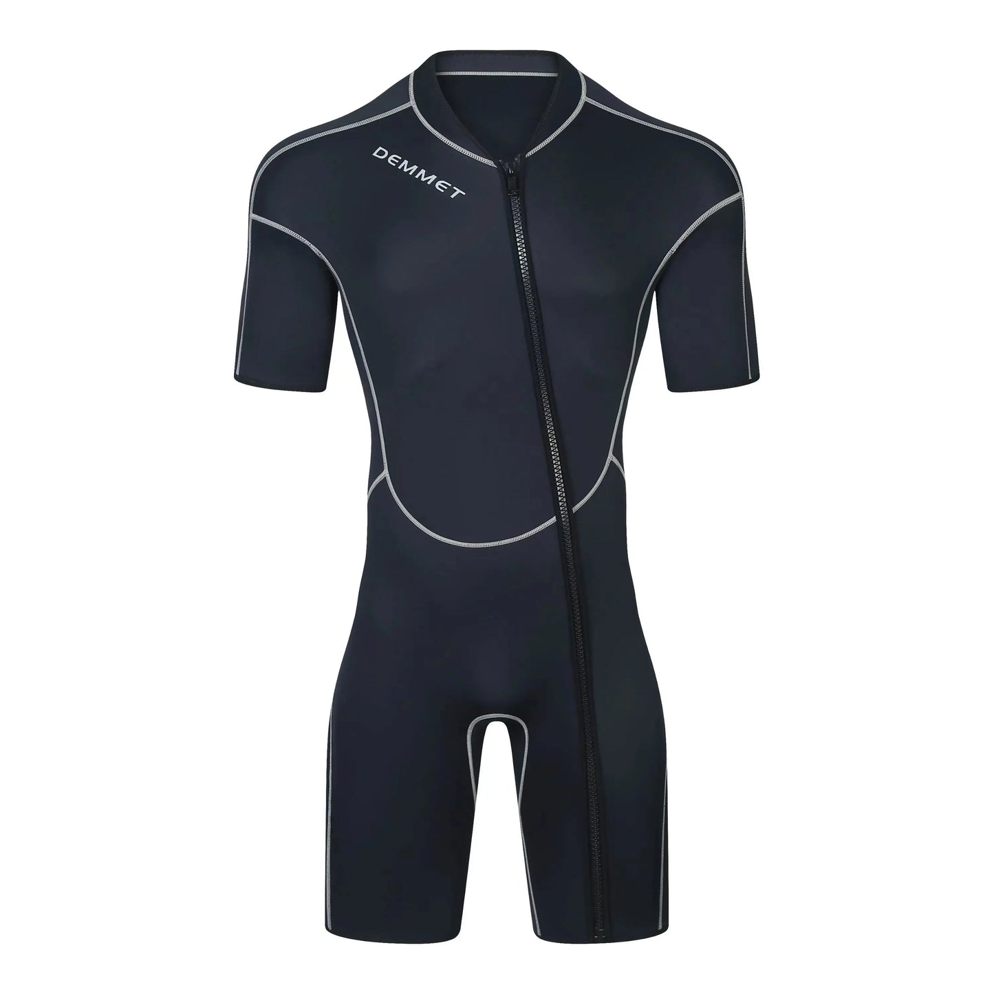 New DEMMET1.5/3M Neoprene Men's Short Sleeve Wetsuit Front Unzipper Snorkeling Surfing Swimsuit Keeps Warm