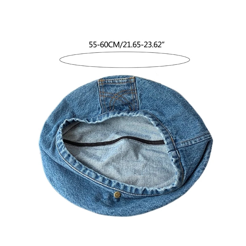 New Women Hat Denims Octagonal Beanie Hat Spring Summer Headwear