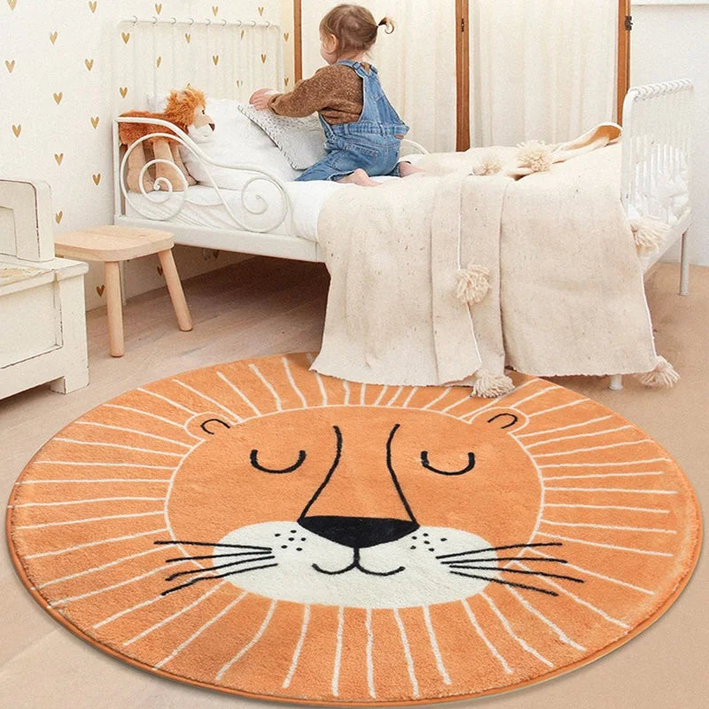 Nordic Carton Round Rug Carpets for Home Living Room Bedroom Kids Room Blanket Plush Floor Mat Decoration Salon Pile Area Rug