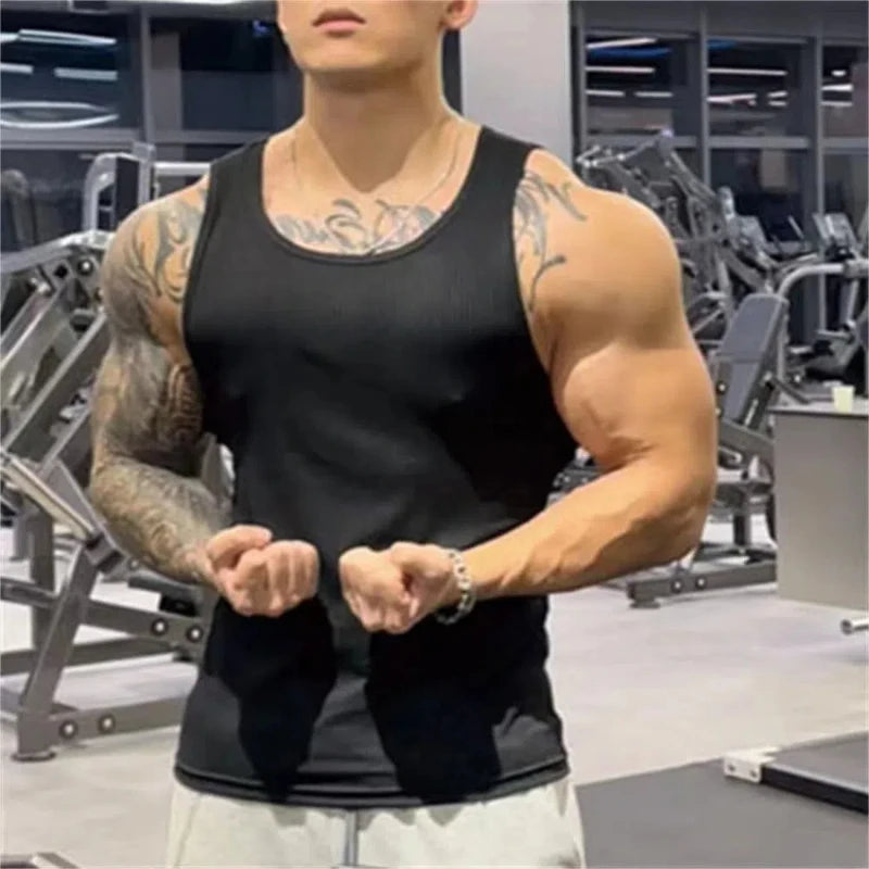 Spring Summer Fashion Tank Tops Man Solid Fit Round Neck Ropa Hombre Sleeveless Pullovers Tees Sport Hip Hop Y2K Men's Clothing