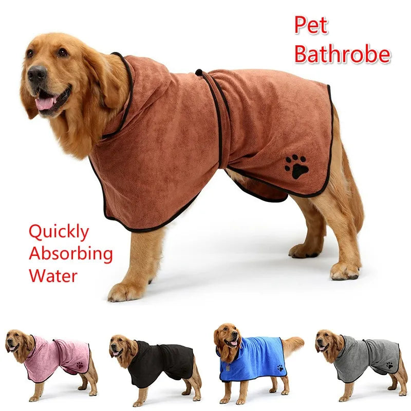 Pet Dog Cat Bathrobe Microfiber Quickly Absorbing Water Bath Towel