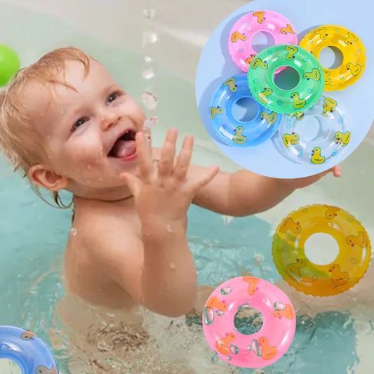 Kids Mini Swim Ring Summer Fun Swimming Pool Float Ring Toys for Rubber Ducks Dolls Floating Bath Toy Pool Mini Inflatable Toy