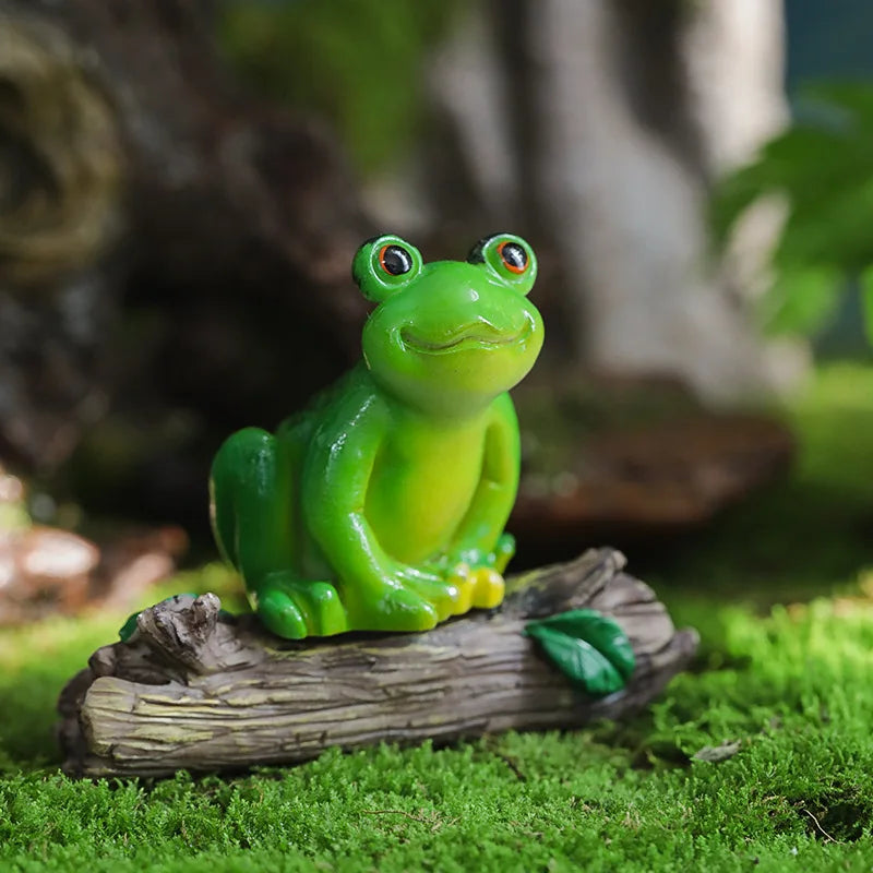 Kawaii Cartoon Frogs Artificial Resin Green Frog Figurines DIY Micro-landscape Accessories Garden Flowerpot Decorations