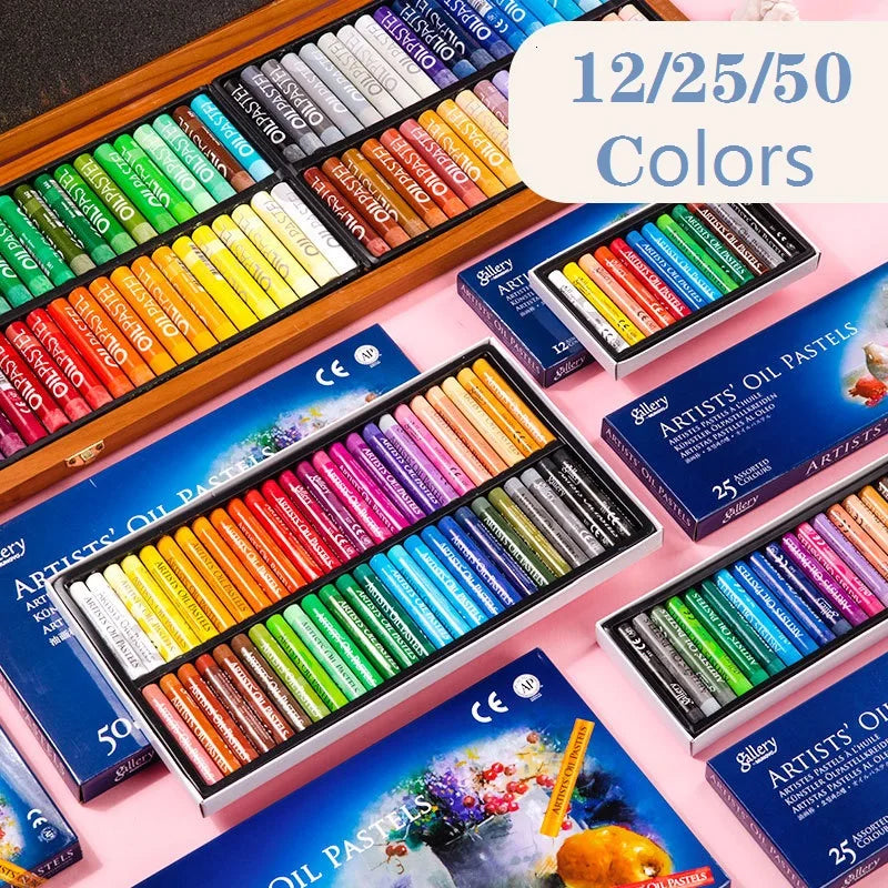 Artist Soft Oil Pastel Set 12/25/50 Professional Painting Draw Graffiti Art Crayon Washable Round Non Toxic Sticks School Supply