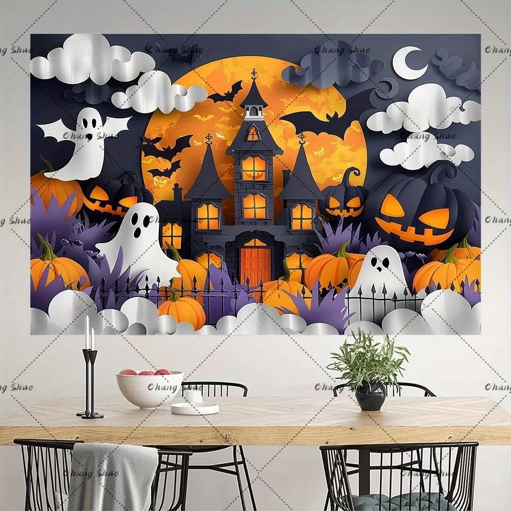 Halloween Backdrop/Party Decoration/Photo Banner Signs/Photography Background Props for Halloween Party Decoration Supplies