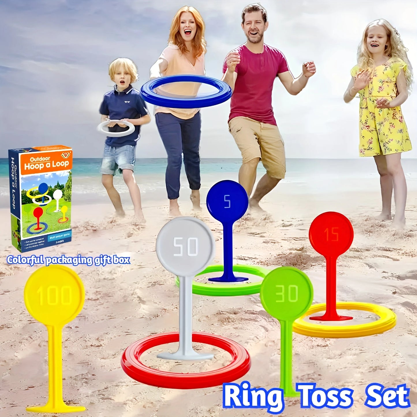 Plastic Ring Toss Game for Kids Outdoor Toss Ring Toys for Lawn and Beach Outdoor Yard Games Gifts Carnival Party Favors