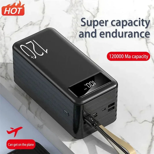 120000mAh Power Bank Outdoor Portable Power Bank Super Large Capacity Fast Charging Suitable for Mobile Phones Laptops Tablets