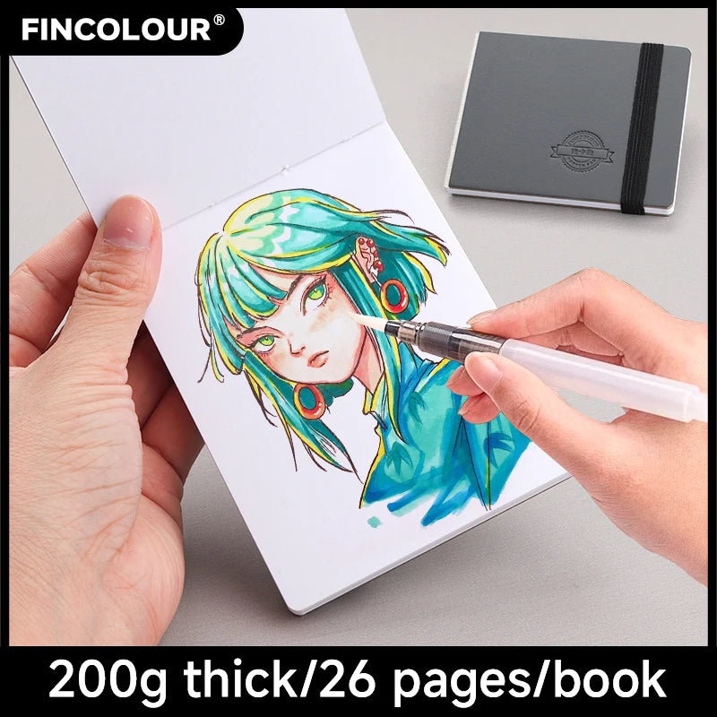 FINECOLOUR Mini Square Watercolor Journal Drawing Sketchbook Sketch 80*100mm 200g/26 pages Watercolor BookTravel Art Painting